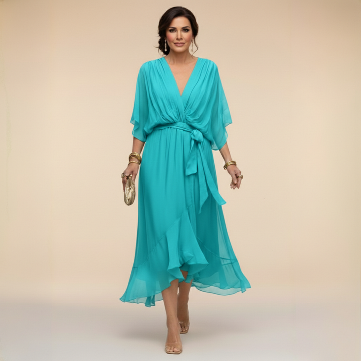 Monica | Vestito in chiffon con scollo a V
