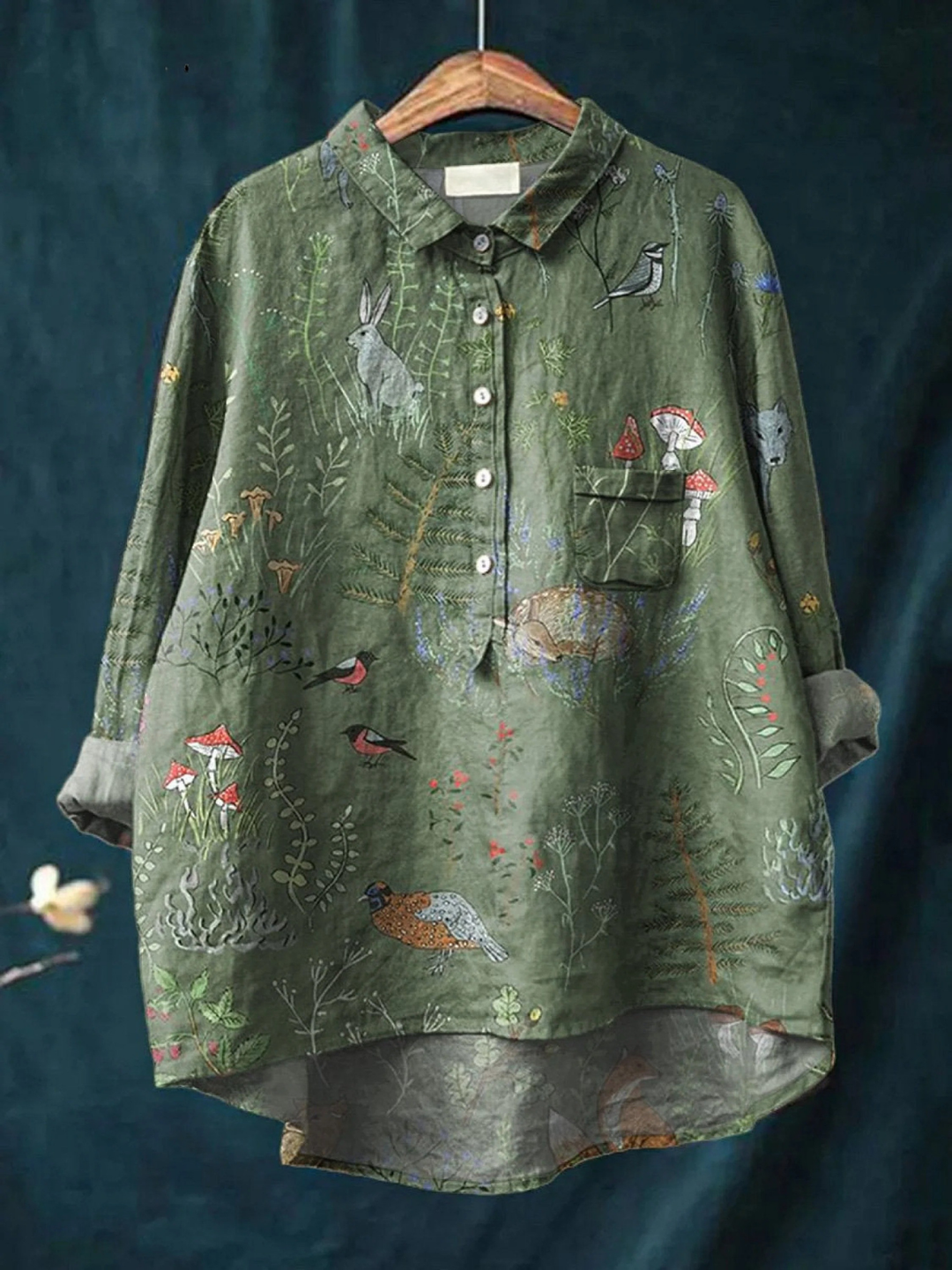 Emily | Camicia Casual con Motivo di Bosco