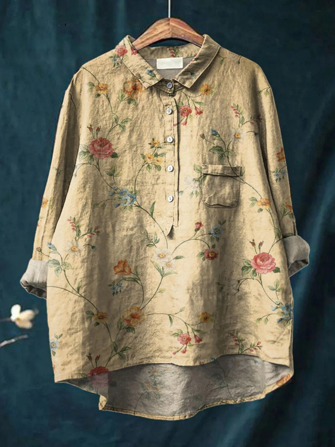 Poppy | Camicia Casuale Vintage con Stampa Floreale