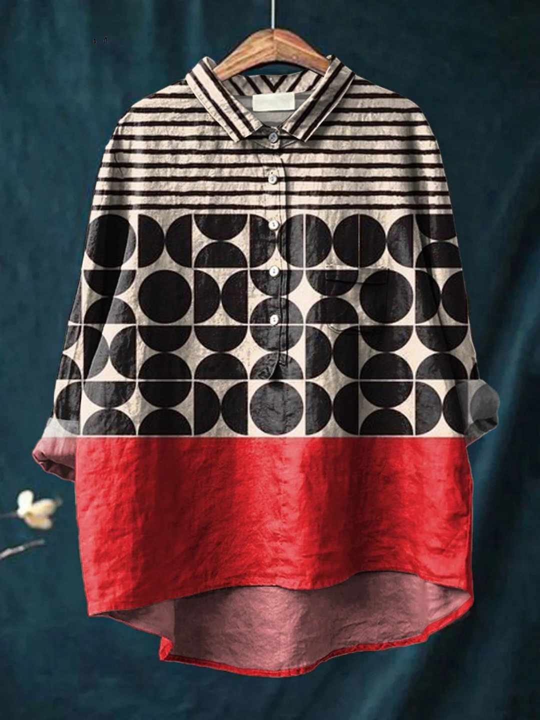 Freya | Camicia Casual con Stampa Geometrica Artistica