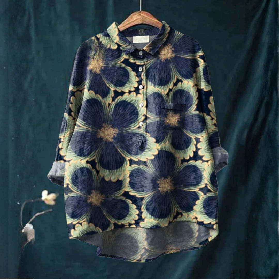 Chiara – Camicia in lino fantasia