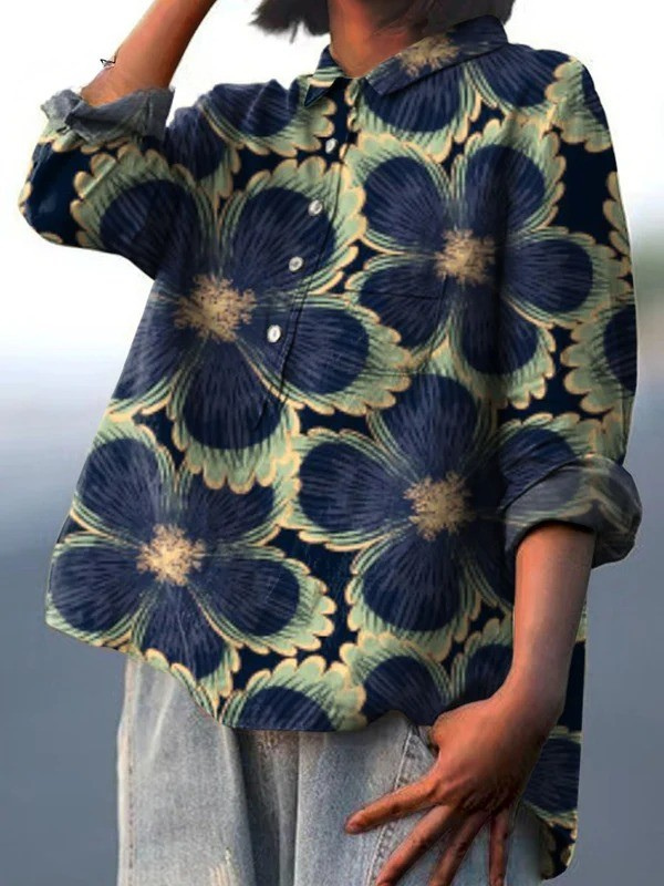 Jessica | Camicia Casual Vintage con Stampa Floreale