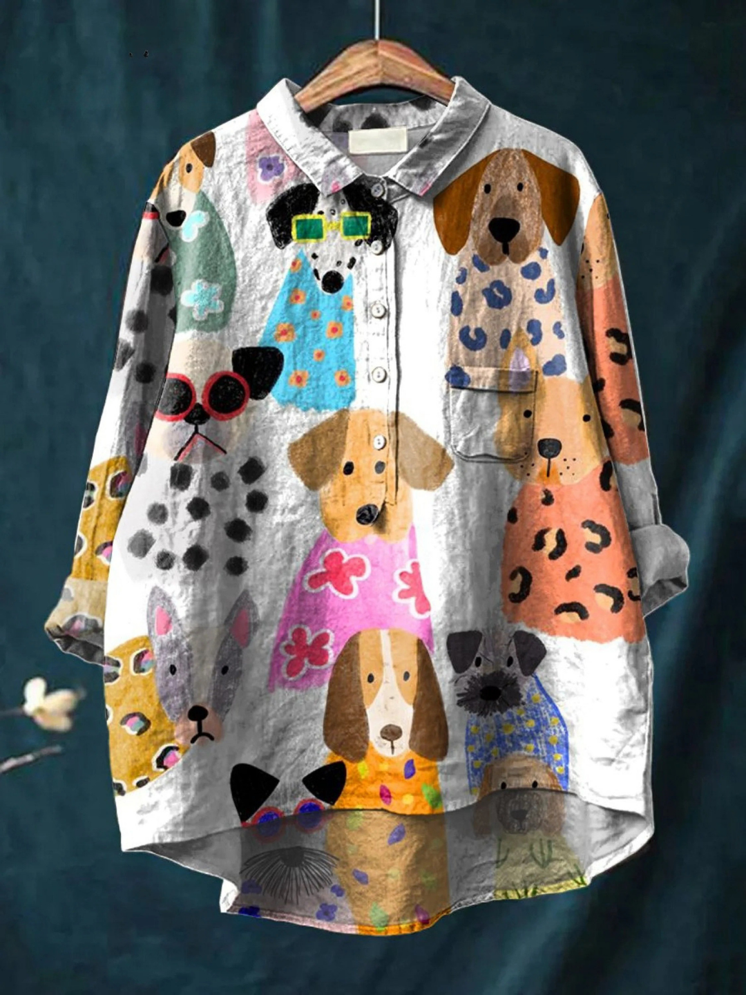 Lucy | Camicia Casual con Stampa di Cucciolo