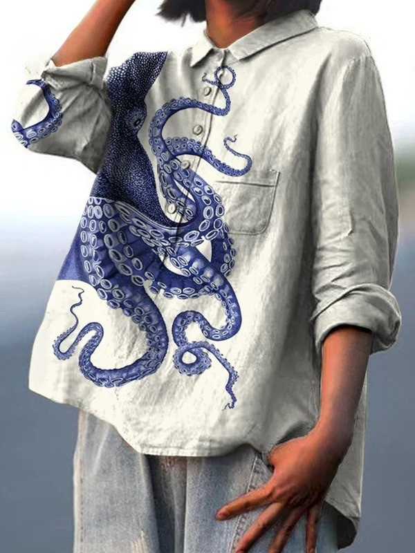 Amelia | Maglietta Casual con Stampa di Tentacoli