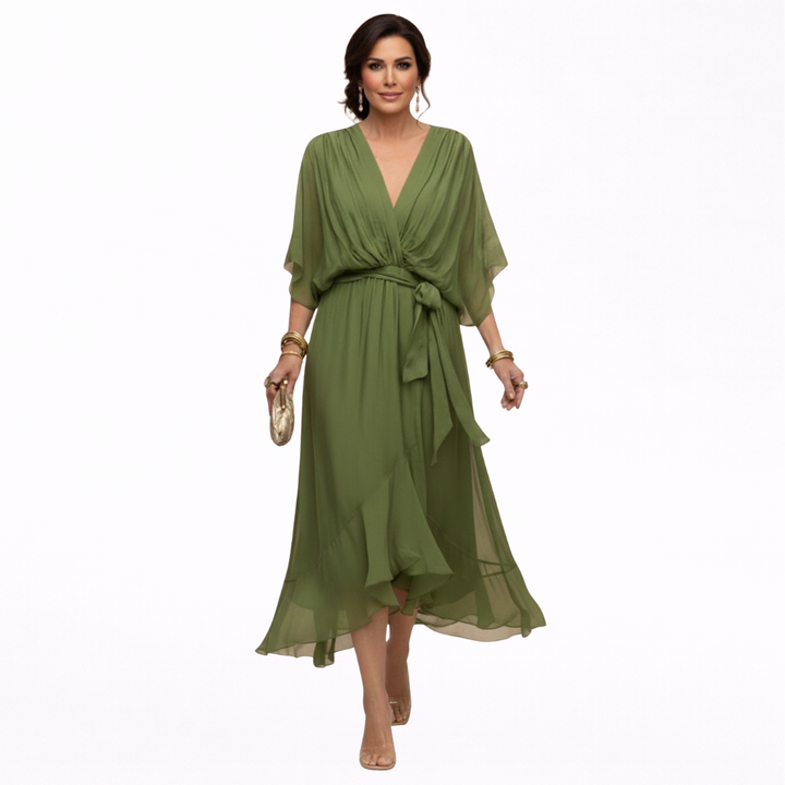 Monica | Vestito in chiffon con scollo a V