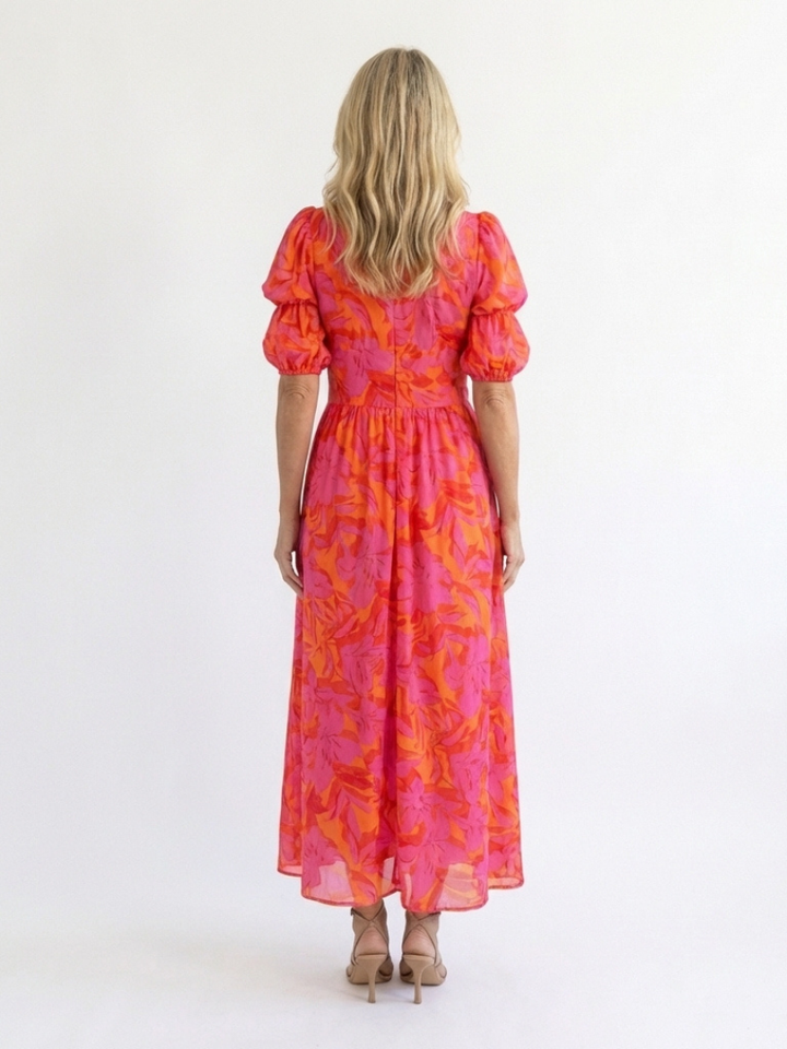 Willow | Abito Midi a V con Maniche a Palloncino