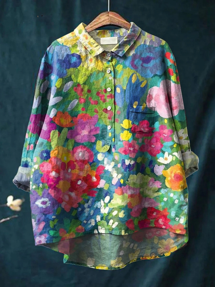 Rebecca | Camicia Casual Vintage con Stampa Floreale