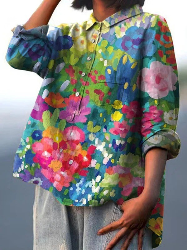 Rebecca | Camicia Casual Vintage con Stampa Floreale