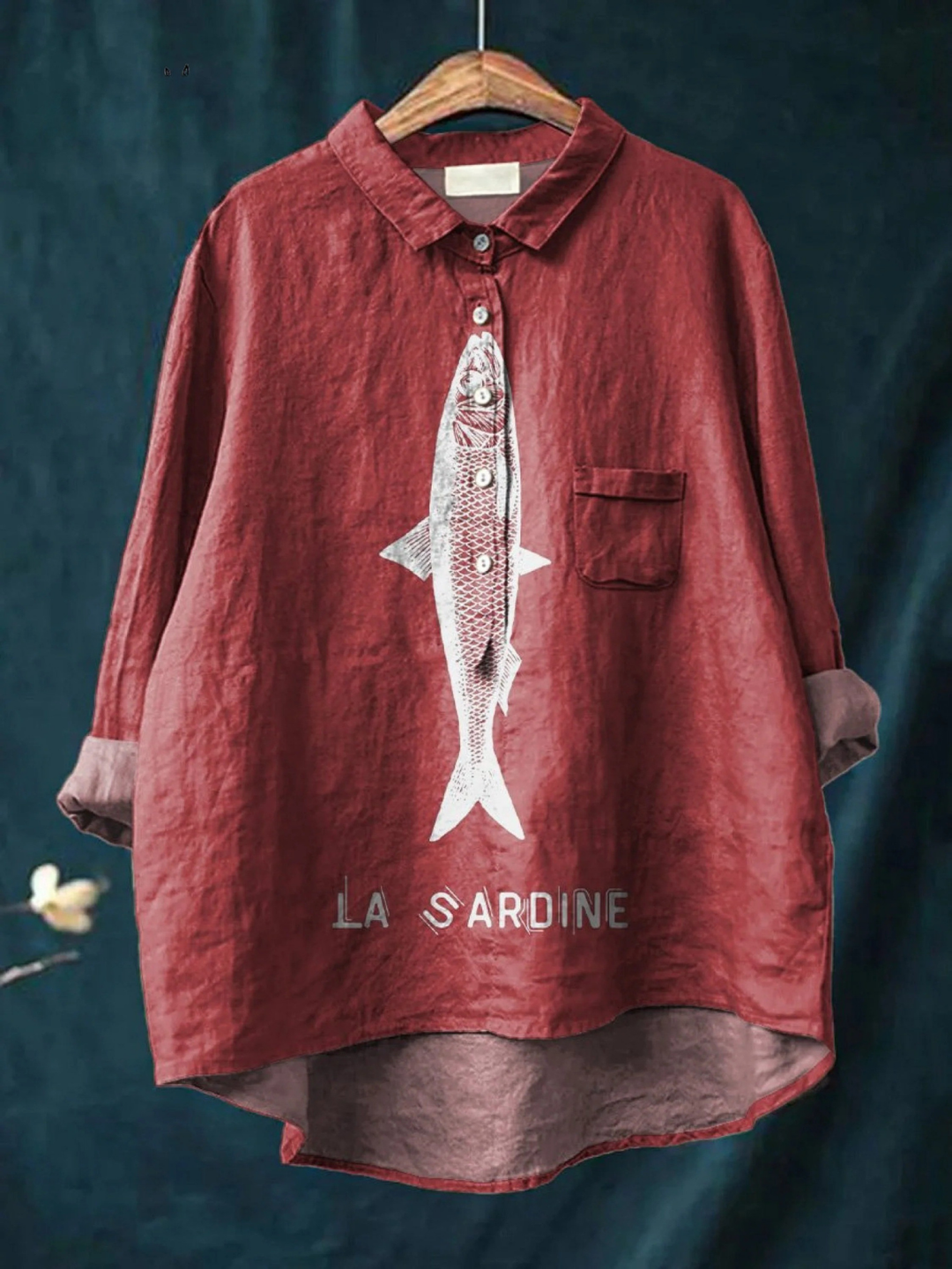 Sophie | Camicia Casual con Grafica di Pesce
