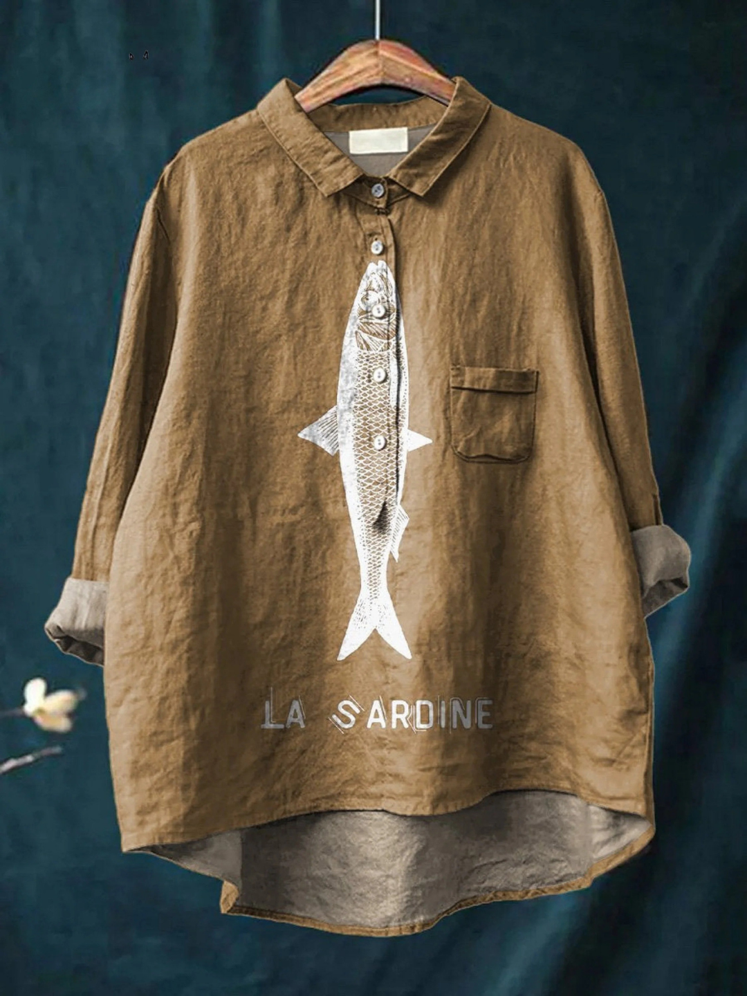 Sophie | Camicia Casual con Grafica di Pesce