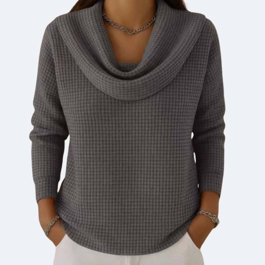 LIVIA - Maglione Collo Morbido Termico Effetto Waffle