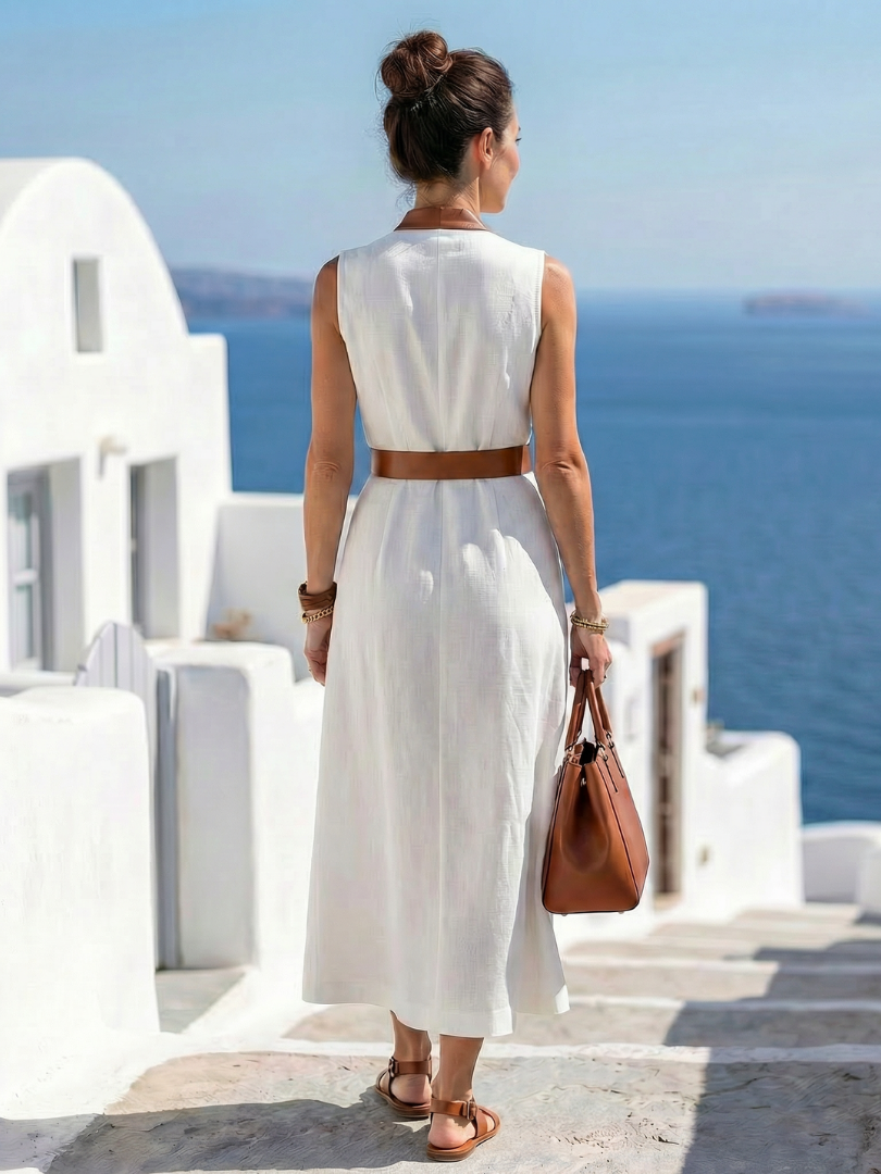 Myra | Abito Midi con Linea a Contrasto