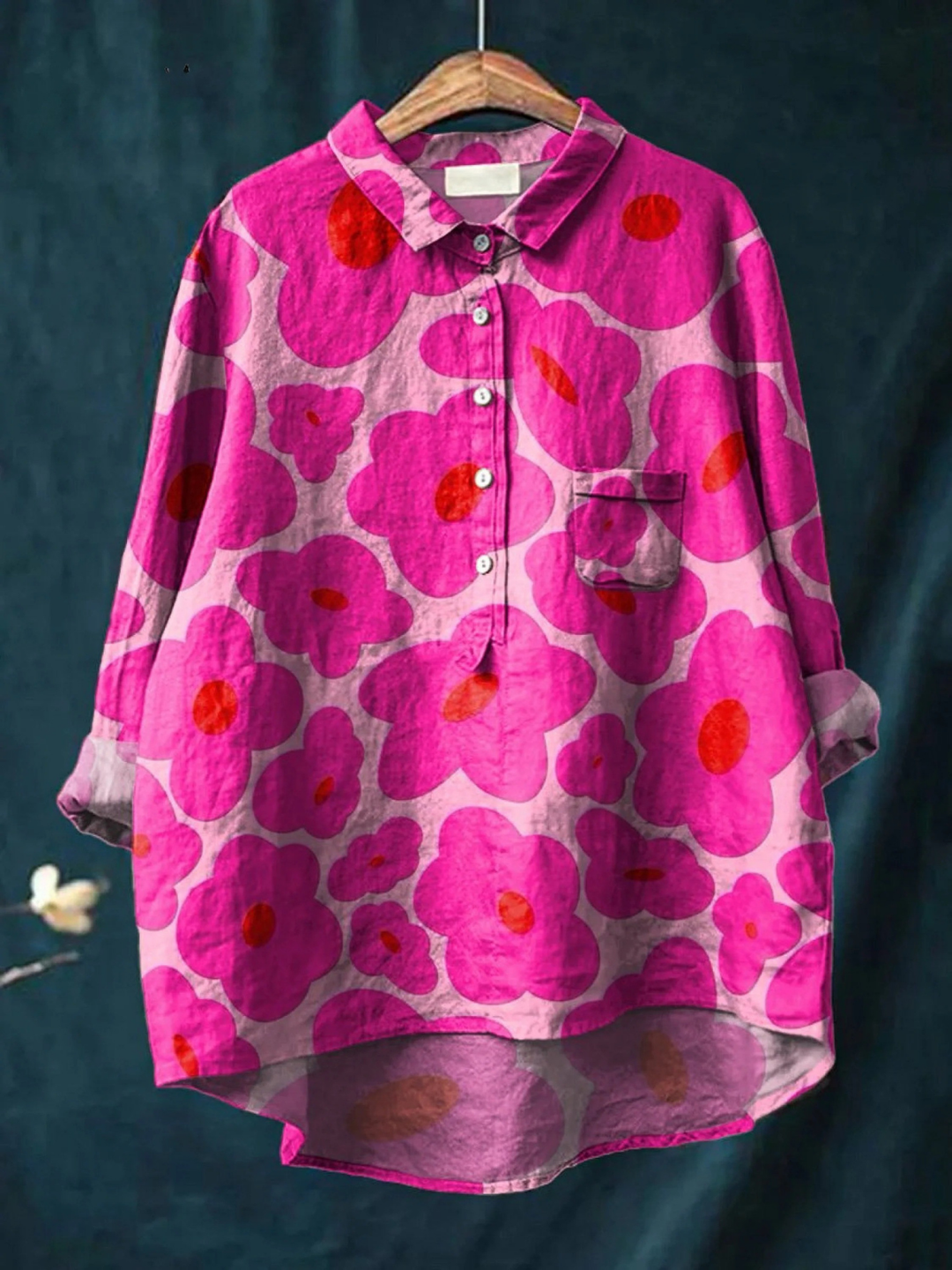 Mia | Camicia Casual da Donna con Stampa Floreale Rosa