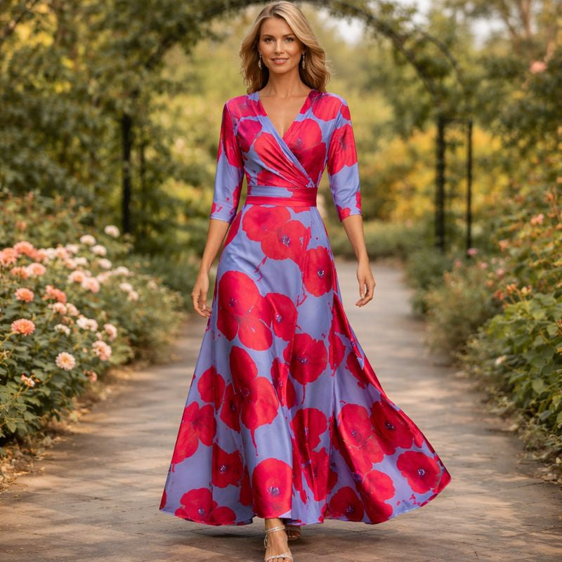 Lillian | Abito Maxi Fluttuante in Stile Avvolgente
