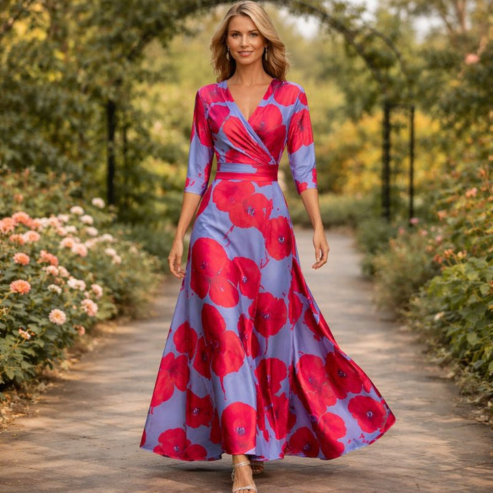 Lillian | Abito Maxi Fluttuante in Stile Avvolgente