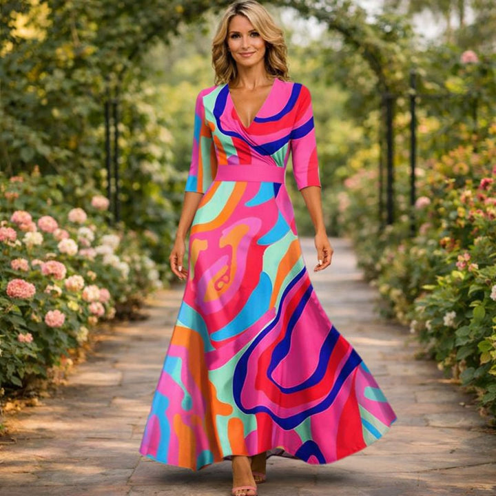 Lillian | Abito Maxi Fluttuante in Stile Avvolgente