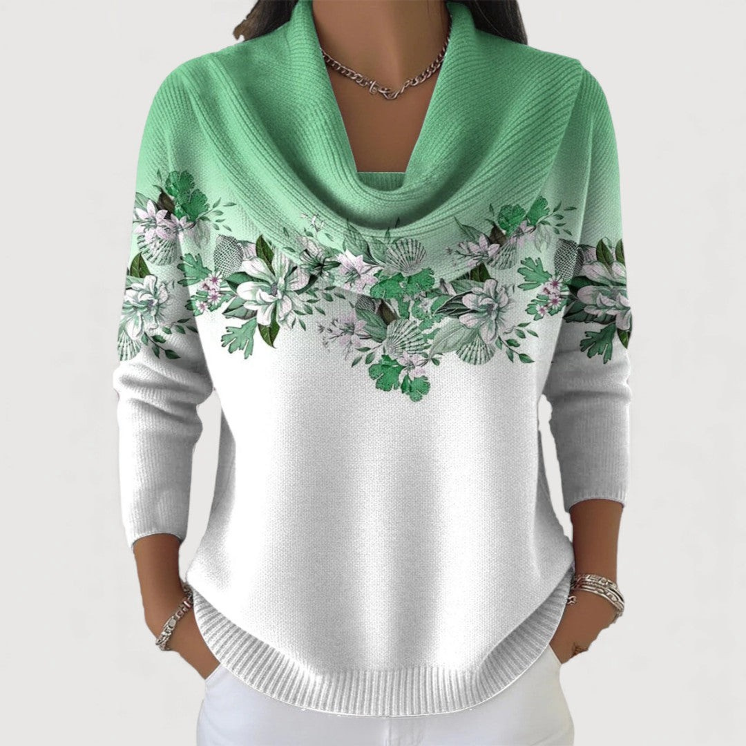 Alora | Maglione floreale con collo morbido