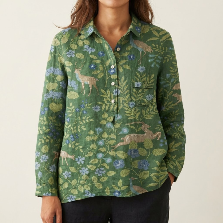 Elena – Camicia in lino fantasia
