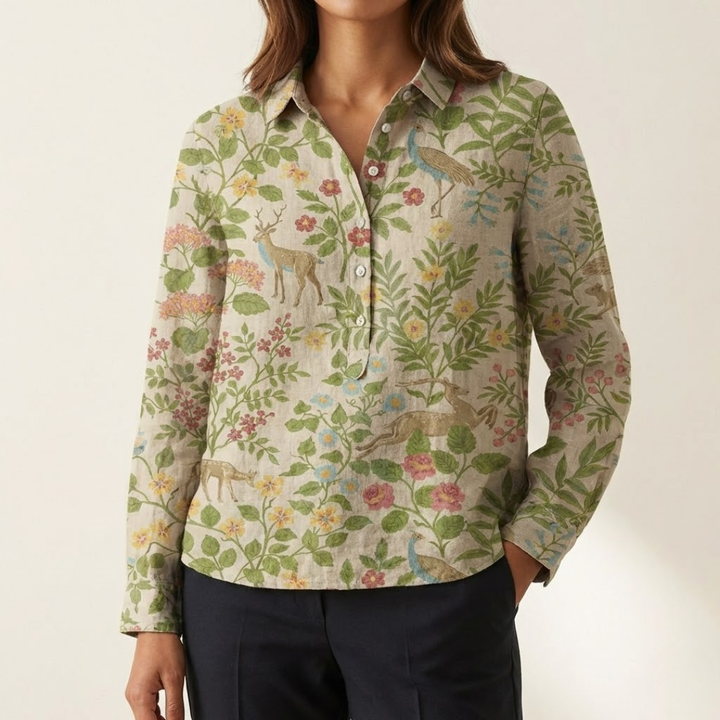 Elena – Camicia in lino fantasia