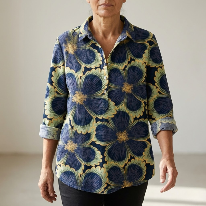 Chiara – Camicia in lino fantasia