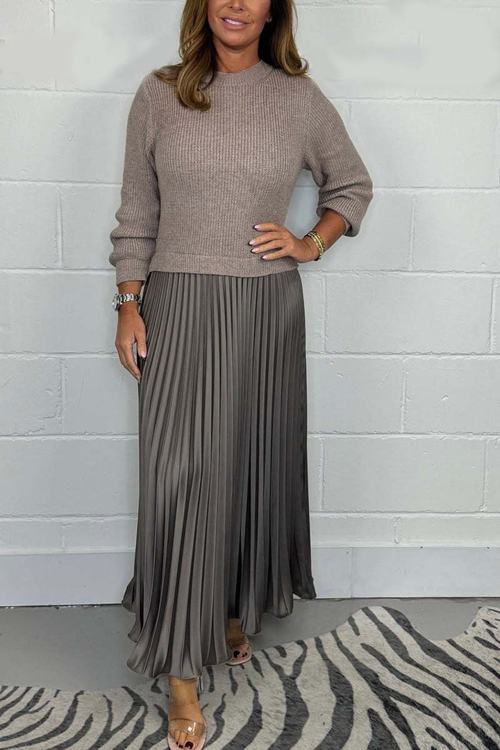 Claudia - Abito maxi con maglione e gonna plissettata