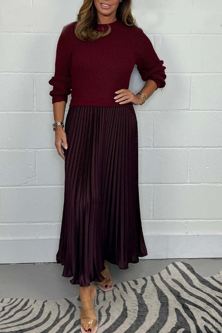 Claudia - Abito maxi con maglione e gonna plissettata
