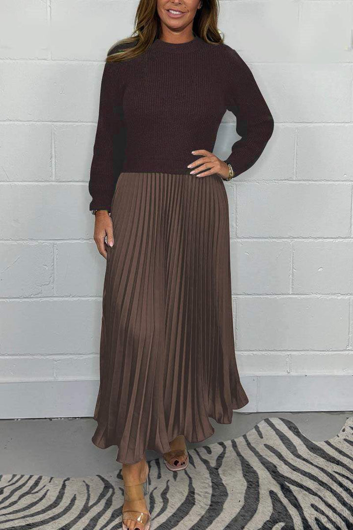 Claudia - Abito maxi con maglione e gonna plissettata