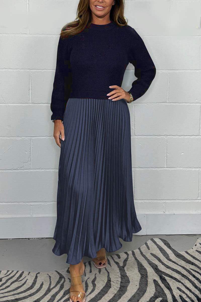 Claudia - Abito maxi con maglione e gonna plissettata