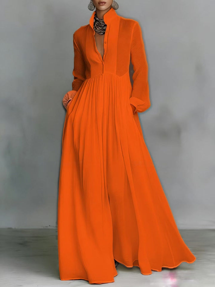 Serena | Abito Maxi con Bottoni Frontali Fluttuante