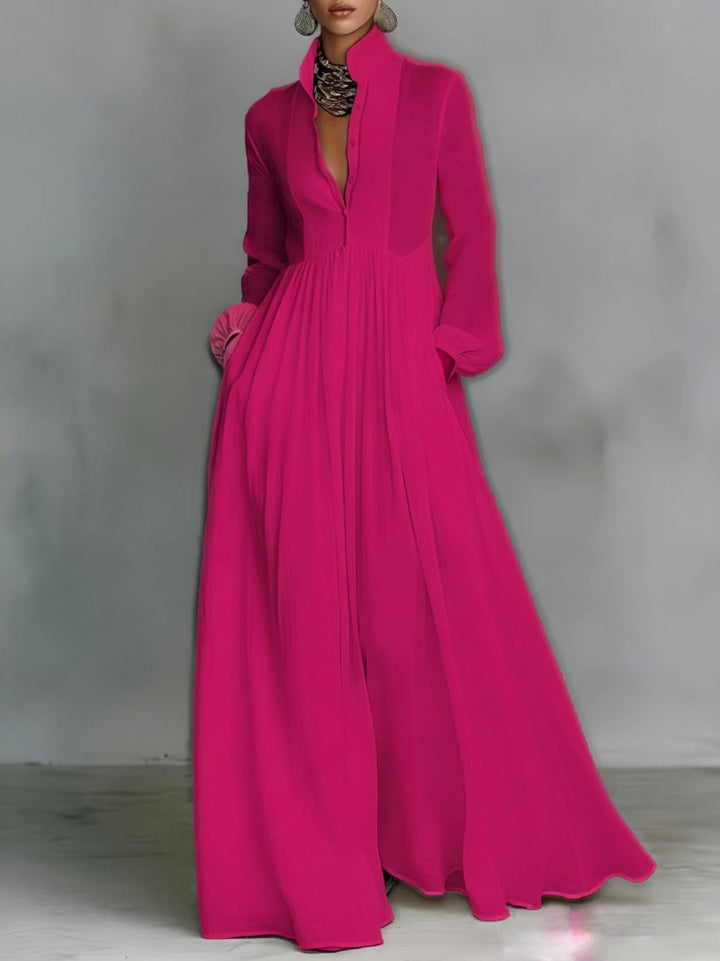 Serena | Abito Maxi con Bottoni Frontali Fluttuante