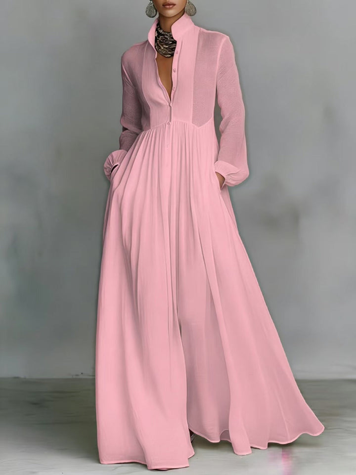 Serena | Abito Maxi con Bottoni Frontali Fluttuante