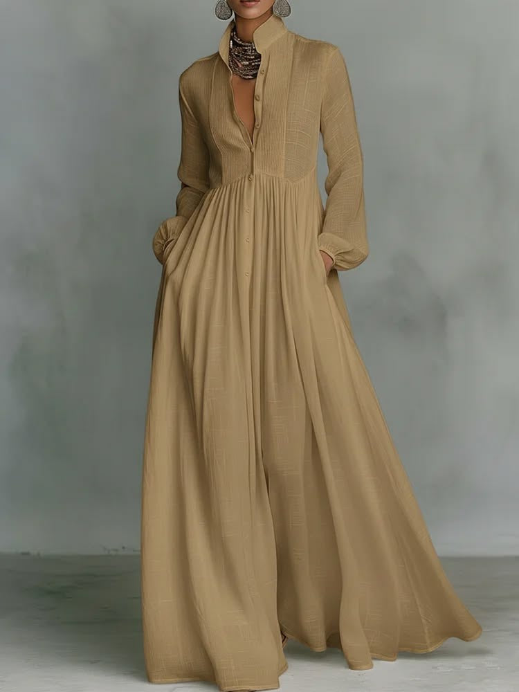 Serena | Abito Maxi con Bottoni Frontali Fluttuante