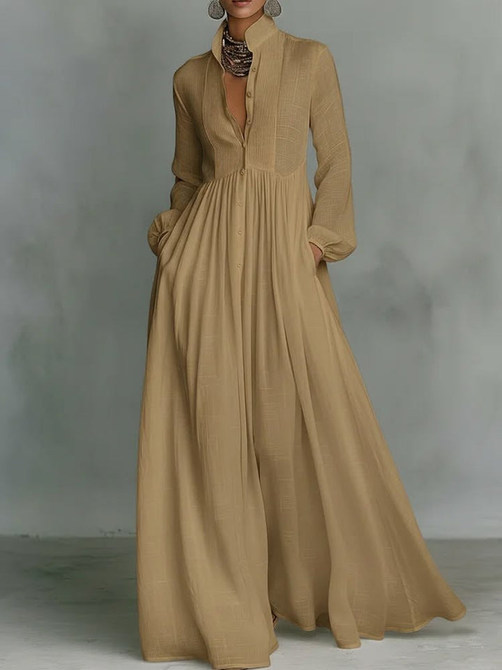 Serena | Abito Maxi con Bottoni Frontali Fluttuante
