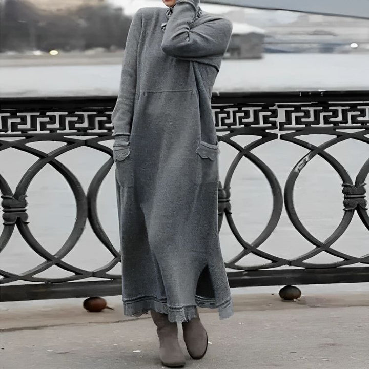Abito Maxi Tricot Mara – Abito Invernale Oversize a Maniche Lunghe