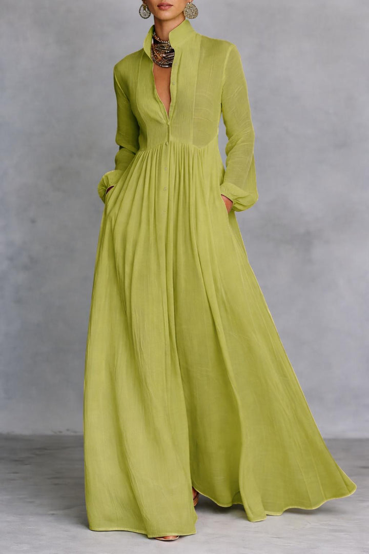 Serena | Abito Maxi con Bottoni Frontali Fluttuante