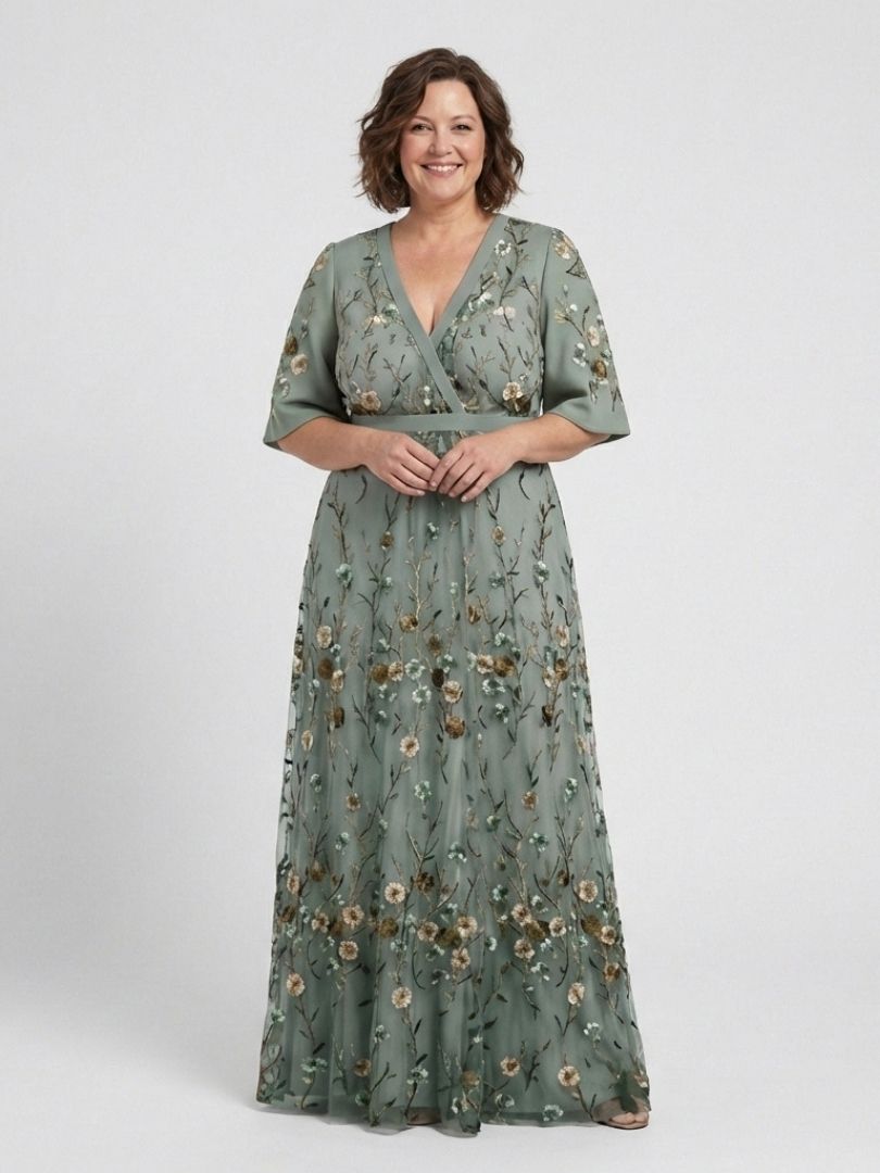Evadne | Abito Maxi a Viscosa con Maniche Corte a Fiori