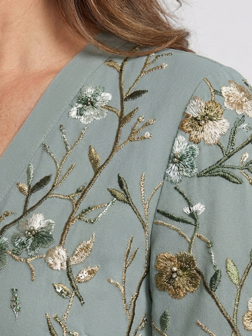 Evadne | Abito Maxi a Viscosa con Maniche Corte a Fiori